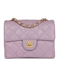 Chanel Vintage Mini Square Flap Bag Light Purple Lambskin Matte Gold Hardware