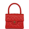 Chanel Vintage Top Handle Flap Red Lambskin Gold Hardware