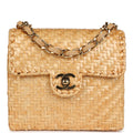 Chanel Vintage Mini Flap Bag Natural Wicker Gold Hardware
