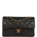 Chanel Vintage Small Classic Flap Black Lambskin Gold Hardware