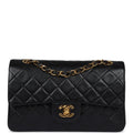 Chanel Vintage Small Classic Double Flap Black Lambskin Gold Hardware