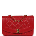 Chanel Vintage Small Diana Flap Bag Red Lambskin Gold Hardware