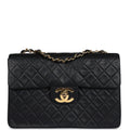 Chanel Vintage XL Jumbo Maxi Flap Bag Black Lambskin Gold Hardware