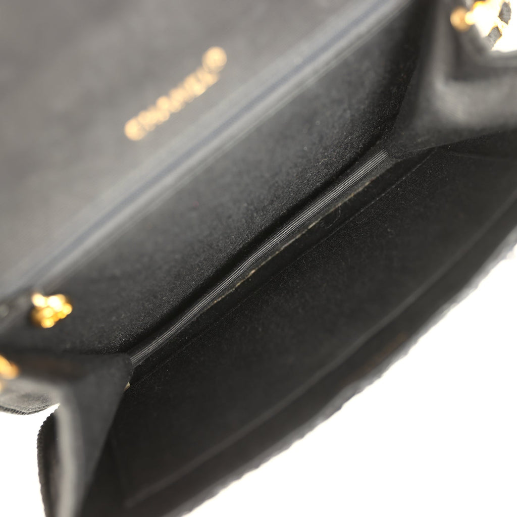 Vintage Chanel Small Flap Bag Black Sequin Gold Hardware