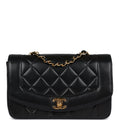 Chanel Vintage Small Diana Flap Bag Black Lambskin Gold Hardware