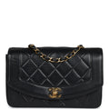 Chanel Vintage Small Diana Flap Bag Black Lambskin Gold Hardware