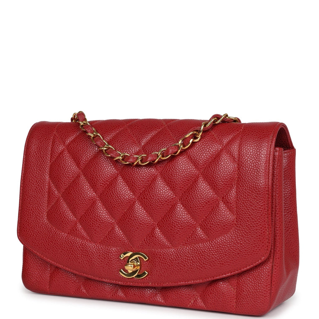 Chanel Vintage Medium Diana Flap Bag Red Caviar Gold Hardware