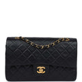 Chanel Vintage Medium Classic Double Flap Bag Black Lambskin Gold Hardware