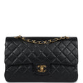 Chanel Vintage Medium Classic Double Flap Bag Black Lambskin Gold Hardware