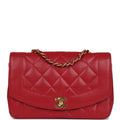 Chanel Vintage Small Diana Flap Bag Red Caviar Gold Hardware