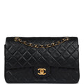 Chanel Vintage Medium Classic Double Flap Bag Black Lambskin Gold Hardware