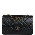 Chanel Vintage Small Classic Double Flap Black Lambskin Gold Hardware