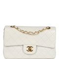 Chanel Vintage Small Classic Double Flap White Lambskin Gold Hardware