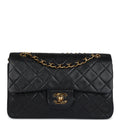 Chanel Vintage Small Classic Double Flap Black Lambskin Gold Hardware