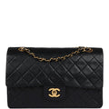 Chanel Vintage Medium Classic Double Flap Bag Black Lambskin Gold Hardware