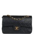 Chanel Vintage Small Classic Double Flap Black Lambskin Gold Hardware