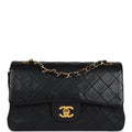 Chanel Vintage Small Classic Double Flap Black Lambskin Gold Hardware