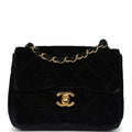 Chanel Vintage Mini Square Flap Bag Black Velvet Gold Hardware