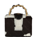 Chanel Vintage Square Vanity Box Brown and White Cow Print Pony Hair Antique Gold Hardware
