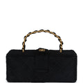 Chanel Vintage Rectangular Vanity Box Black Pony Hair Antique Gold Hardware