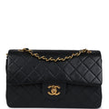 Chanel Vintage Small Classic Double Flap Black Lambskin Gold Hardware