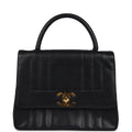 Chanel Vintage Vertical Stripe Kelly Flap Bag Black Caviar Gold Hardware
