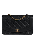 Chanel Vintage Medium Diana Flap Bag Black Lambskin Gold Hardware