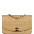 Chanel Vintage Small Diana Flap Bag Beige Lambskin Gold Hardware