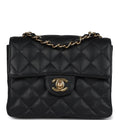 Chanel Vintage Mini Square Half Flap Bag Black Caviar Gold Hardware