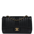 Chanel Vintage Medium Vertical Flap Bag Black Caviar Gold Hardware