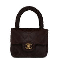 Chanel Vintage Micro Kelly Child Dark Brown Pony Hair Gold Hardware