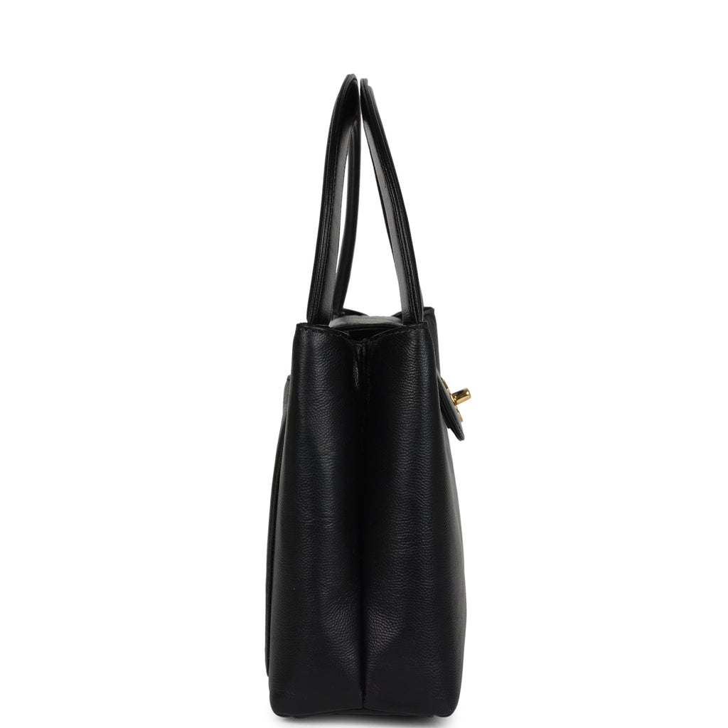 Vintage Chanel Large Kelly Black Caviar Gold Hardware