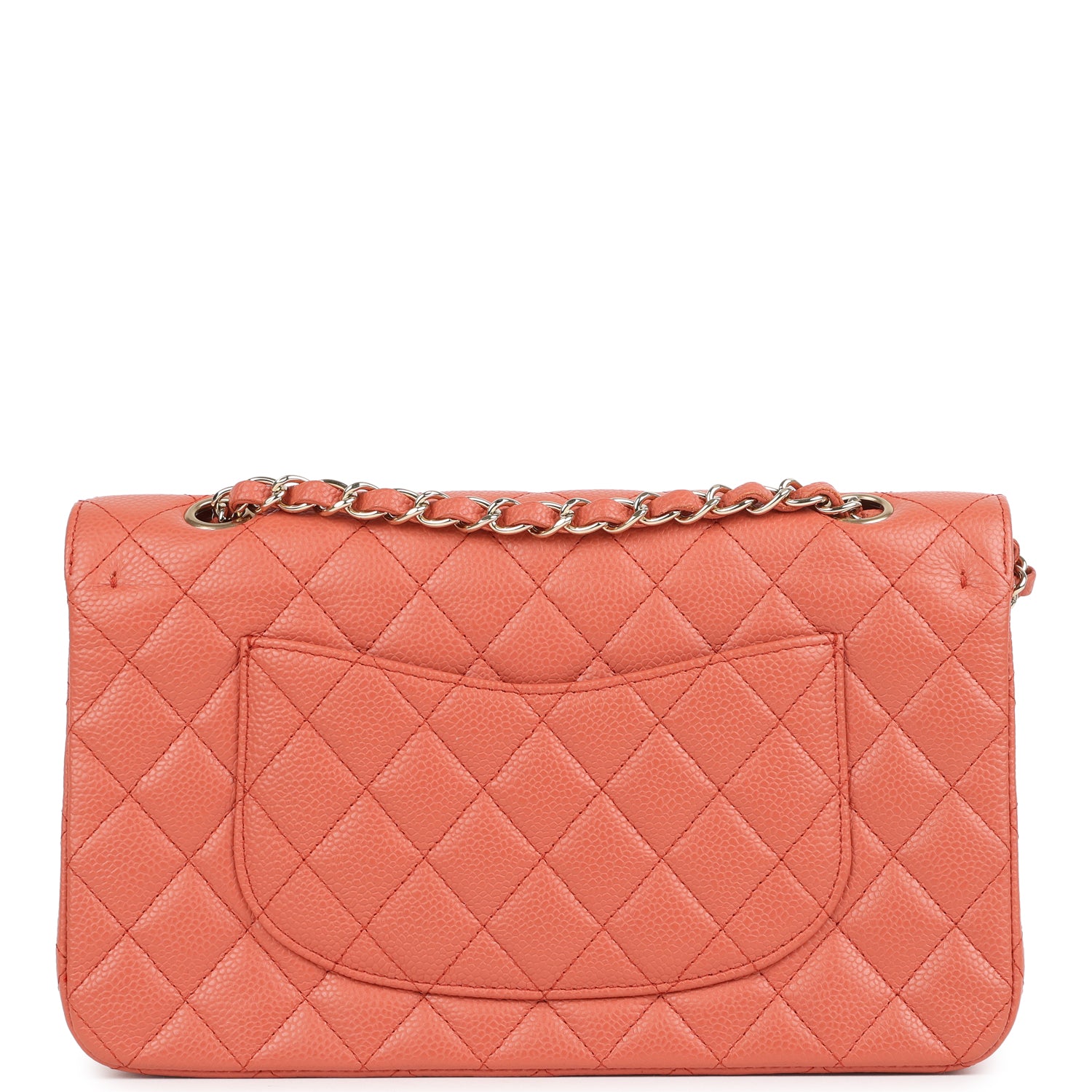 Vintage Chanel Medium Classic Double Flap Coral Caviar Light Gold Hardware