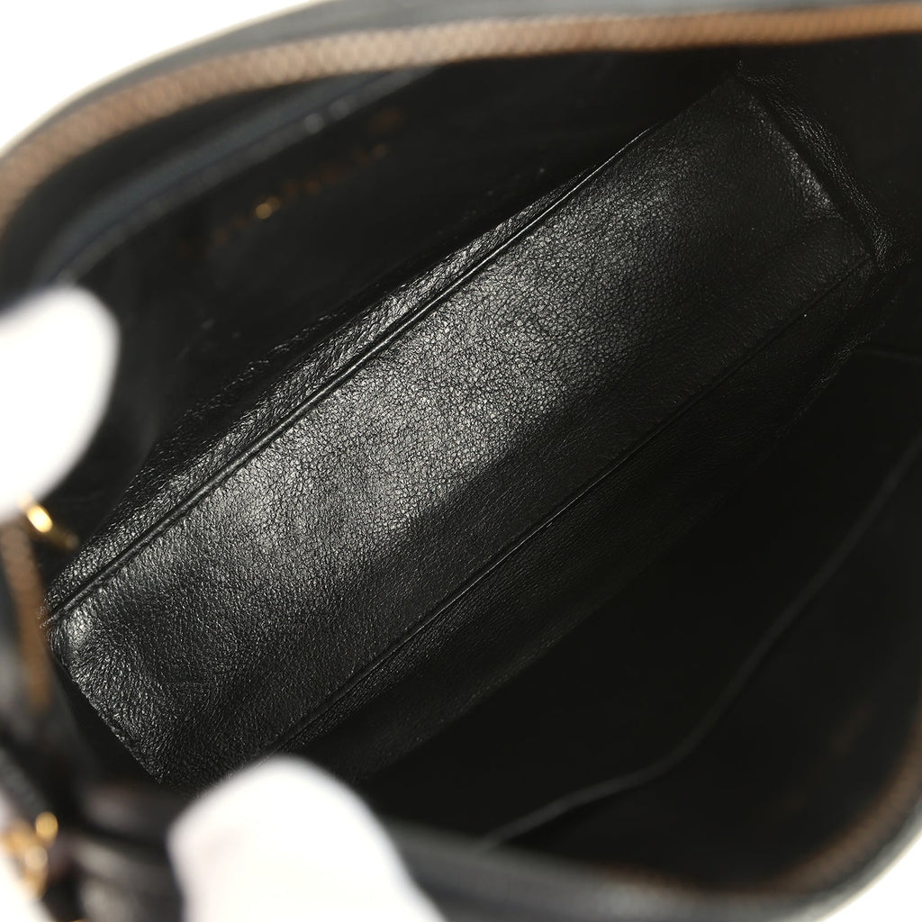 Vintage Chanel Mini Diagonal Quilted Camera Bag Black Caviar Gold Hardware