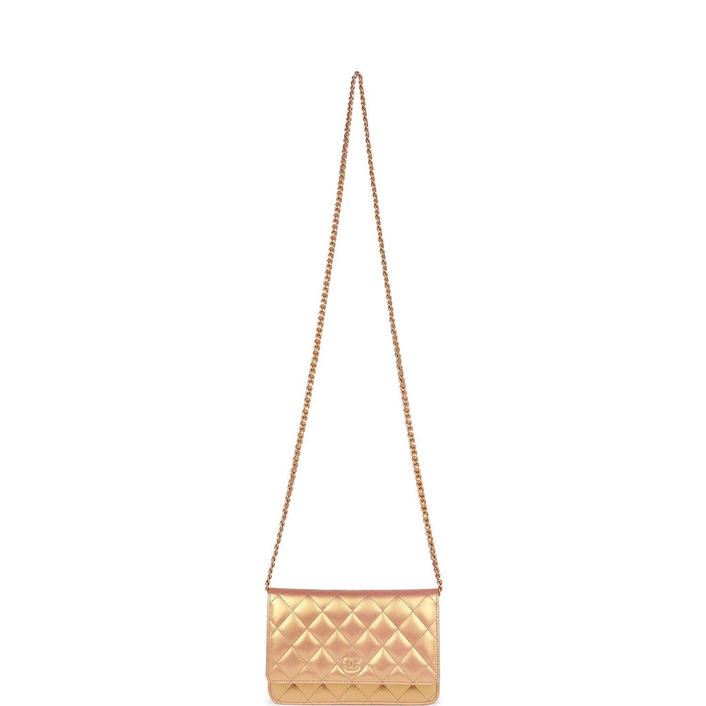 Chanel Wallet on Chain WOC Gold Metallic Calfskin Antique Gold Hardware