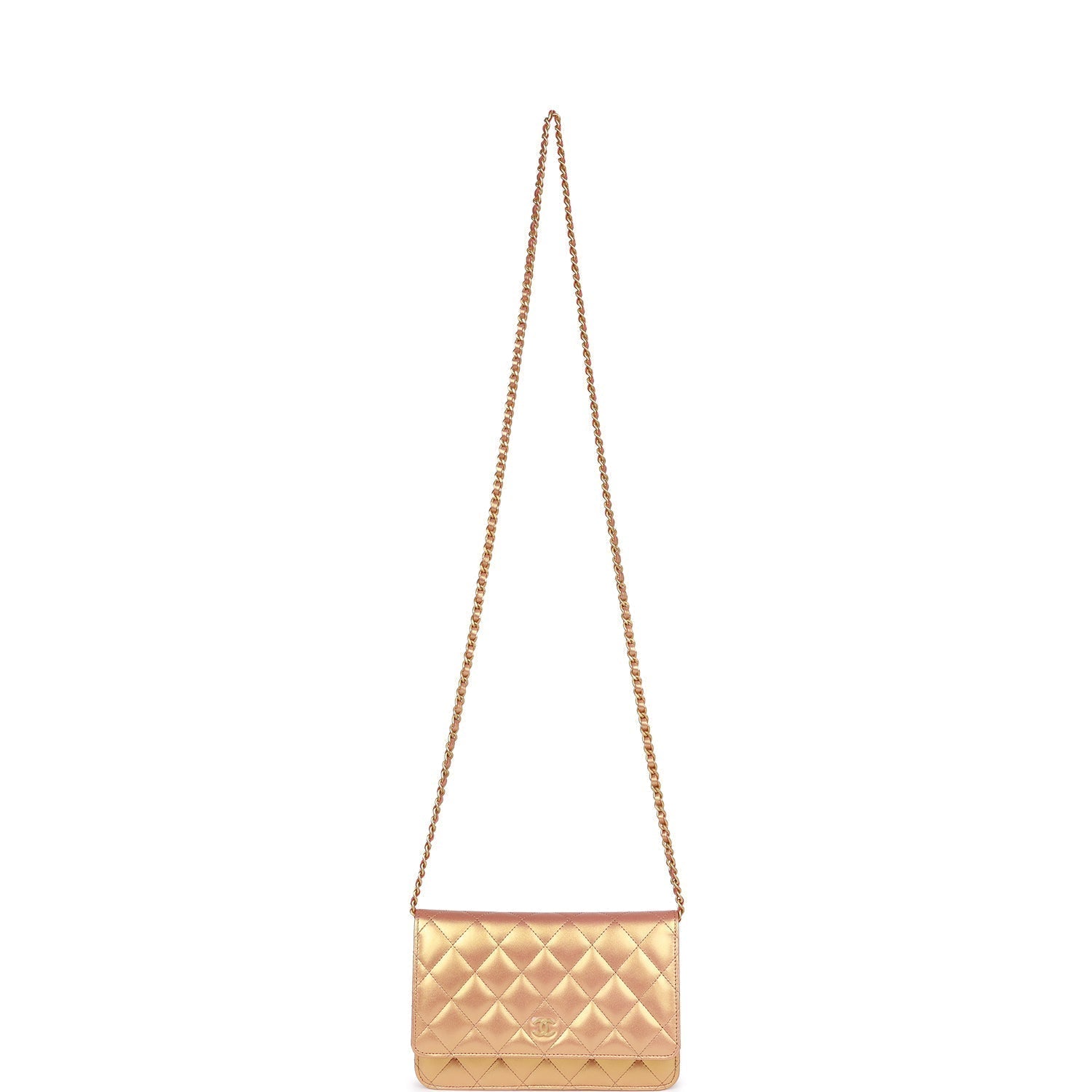 Chanel Wallet on Chain WOC Gold Metallic Calfskin Antique Gold Hardware