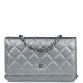 Chanel Wallet On Chain WOC Silver Metallic Lambskin Silver Hardware