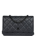 Chanel Classic Wallet On Chain WOC SO Black Iridescent Lambskin Black Hardware