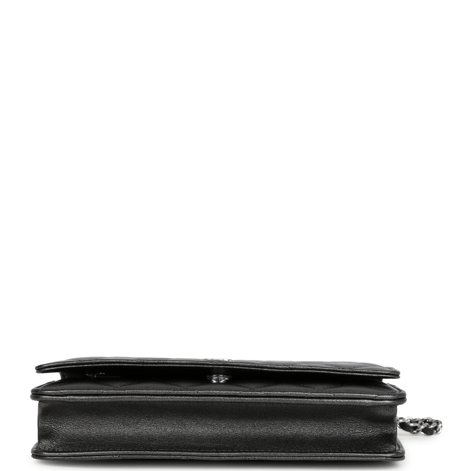 Chanel Wallet On Chain WOC Metallic Grey Lambskin Silver Hardware