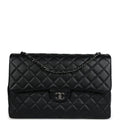 Chanel XXL Classic Single Flap Bag SO Black Shiny Caviar Ruthenium Hardware