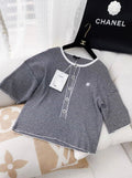 CHANEL 23C RUNWAY CC LOGO STRIPED TOP 38