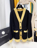 Chanel 24k igan in Wool Black & Light Yellow size 38