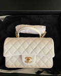Chanel Caviar Quilted Mini Top Handle Rectangular Flap White