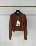 Chanel 24A cashmere igan Brown Color with rhinestone button size 36