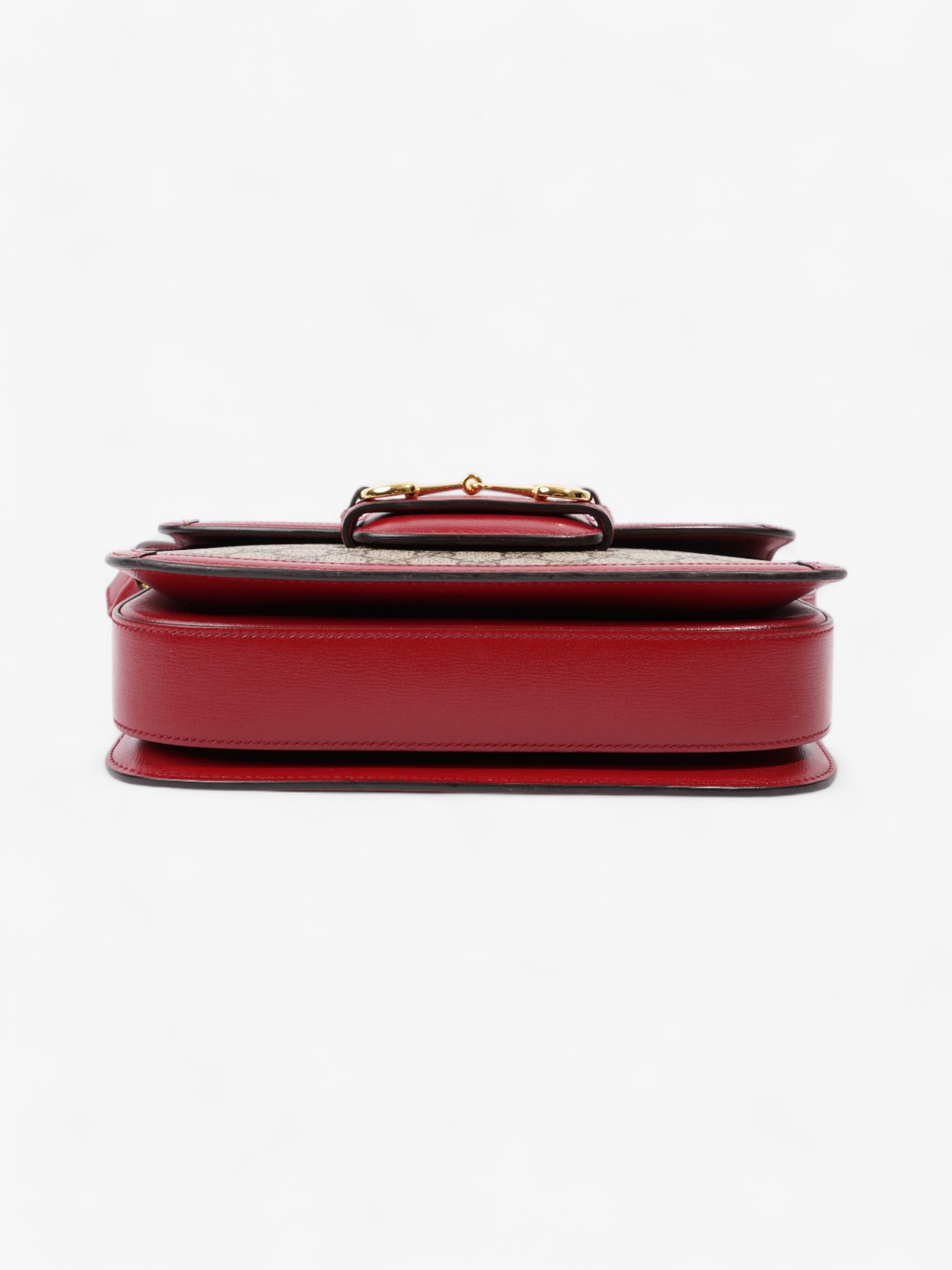 Gucci Horsebit 1955 Shoulder Bag in Coated GG Canvas with Red Leather Red / Monogram Coated Canvas