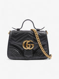 Gucci GG Marmont Mini Top Handle Bag in Quilted Black Leather Black GG Supreme Matelasse Leather Mini