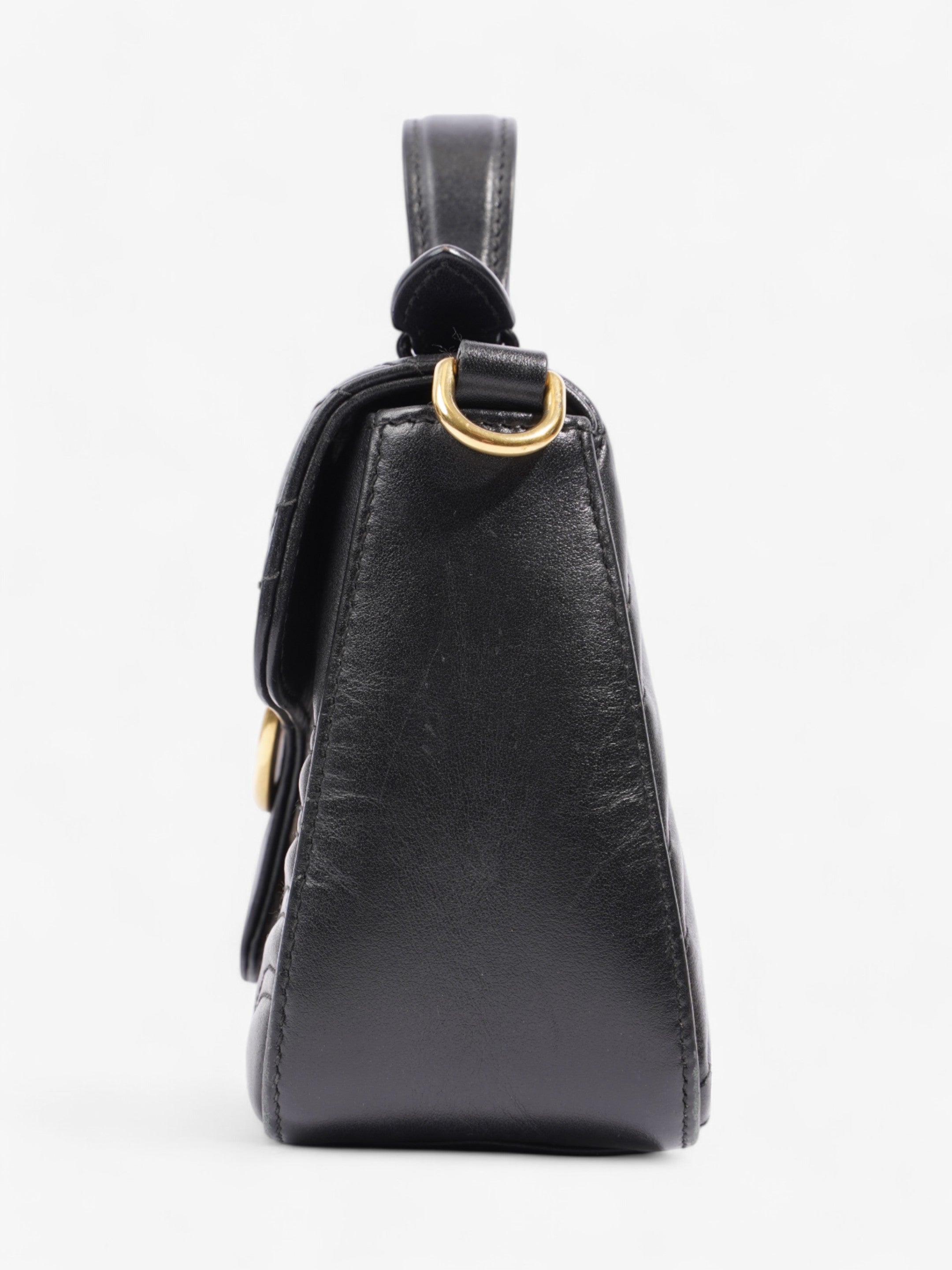 Gucci GG Marmont Mini Top Handle Bag in Quilted Black Leather Black GG Supreme Matelasse Leather Mini
