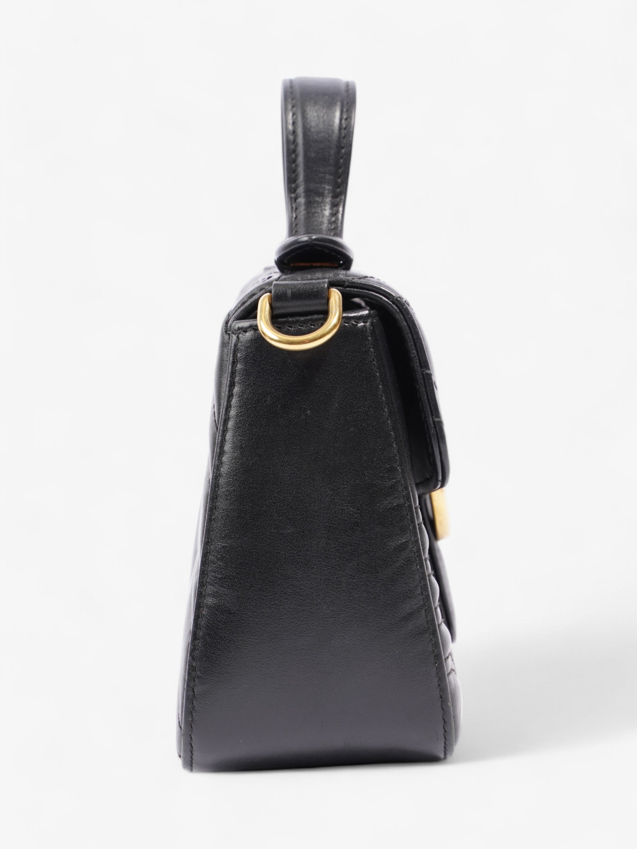 Gucci GG Marmont Mini Top Handle Bag in Quilted Black Leather Black GG Supreme Matelasse Leather Mini