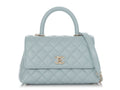 Chanel Mini Light Blue Quilted Caviar Coco Handle