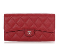 Chanel Red Quilted Caviar Classic Long Wallet